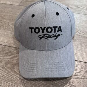 Toyota‎ Racing Cap Hat Strapback Adjustable White on Gray Hat Toyota Racing Car